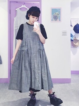「gray」｜「アイテム（ワンピース/ドレス）」を使った、劉桂彣さん（レディース・160cm）の春コーディネート