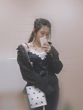 「ニコアンド」｜「アイテム（デニムジャケット）」を使った、☺︎さん（レディース・156cm）の春コーディネート