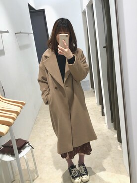 「niko and...（ニコアンド）のアイテム（ムートンコート）」を使った、Tengさん（レディース・166cm）の冬コーディネート