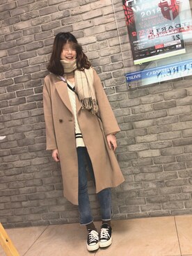 「niko and...（ニコアンド）のアイテム（ムートンコート）」を使った、Tengさん（レディース・166cm）の冬コーディネート