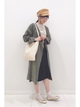 「LOWRYS FARM（ローリーズファーム）のリップルタイトミディスカート　721858（スカート）」を使った、Fuukaさん（レディース・165cm）の春コーディネート