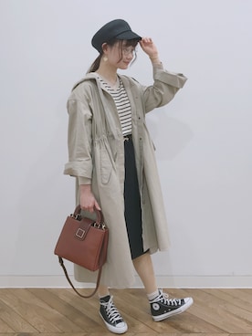 「KBF（ケイビーエフ）のBIGフーディコート（その他アウター）」を使った、Fuukaさん（レディース・165cm）の春コーディネート