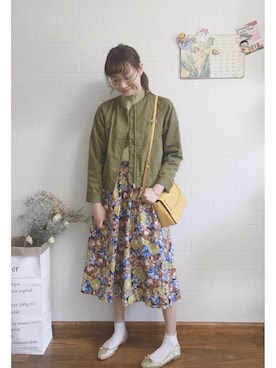 「花見」｜「アイテム（ブルゾン）」を使った、Fuukaさん（レディース・165cm）の春コーディネート
