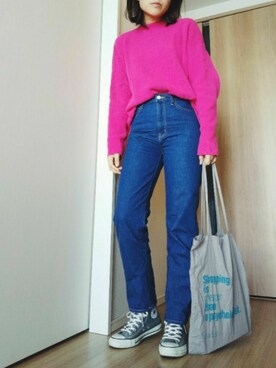 「woadblue（ウォードブルー）のアイテム（パンツ）」を使った、ai*さん（レディース・165cm）の春コーディネート
