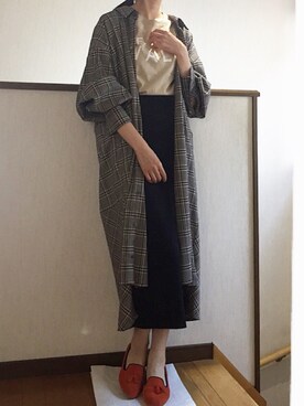 「アイテム（ローファー、オレンジ系）」を使った、asaMi◡̈⃝⋆*さん（レディース・162cm）の秋コーディネート