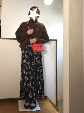 「ブラウンニット」｜「アイテム（パンプス）」を使った、asaMi◡̈⃝⋆*さん（レディース・162cm）の冬コーディネート