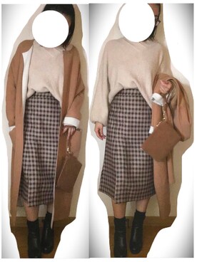 「haco!（ハコ）のアイテム（ノーカラージャケット）」を使った、akikoさん（レディース・157cm）の冬コーディネート