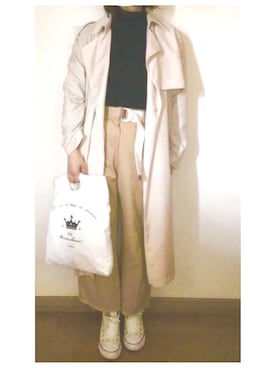 「BACK NUMBER（バックナンバー）のアイテム（トレンチコート）」を使った、akikoさん（レディース・157cm）の冬コーディネート