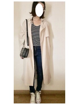 「BACK NUMBER（バックナンバー）のアイテム（トレンチコート）」を使った、akikoさん（レディース・157cm）の冬コーディネート