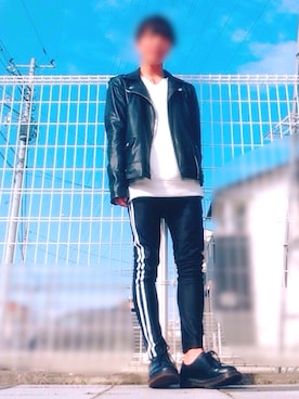 「マーチン」｜「アイテム（ライダースジャケット）」を使った、ひろさん（メンズ・169cm）の冬コーディネート