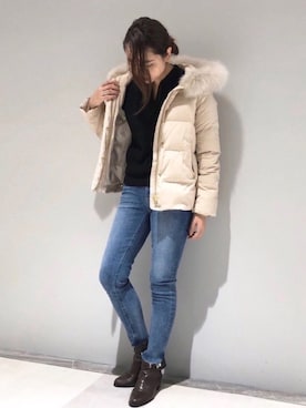 「RIVEDROITE」｜「アイテム（その他アウター）」を使った、なみさん（レディース・161cm）の冬コーディネート