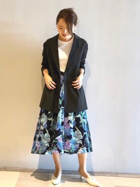 「RIVEDROITE」｜「アイテム（スリッポン）」を使った、なみさん（レディース・161cm）の春コーディネート