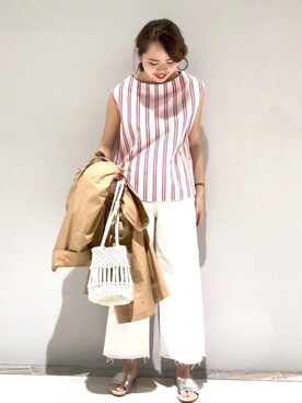 「白デニム」｜「アイテム（その他アウター）」を使った、なみさん（レディース・161cm）の春コーディネート