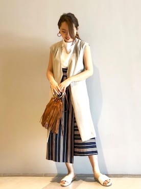 「ラップスカート」｜「アイテム（その他アウター）」を使った、なみさん（レディース・161cm）の春コーディネート