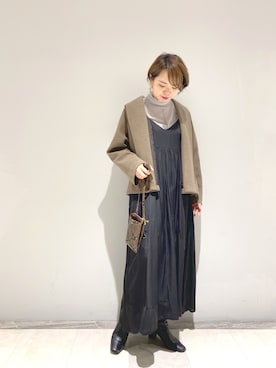 「RIVEDROITE」｜「アイテム（ダウンジャケット/コート）」を使った、なみさん（レディース・161cm）の冬コーディネート