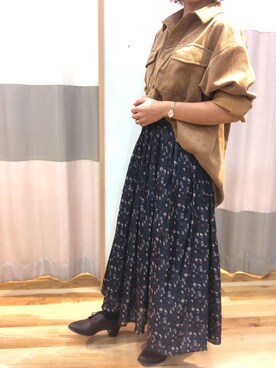 「Samansa Mos2 blue（サマンサモスモスブルー）のアイテム（ブーティ）」を使った、nariさん（レディース・157cm）の秋コーディネート