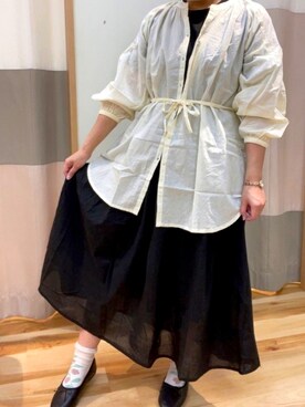 「Samansa Mos2 blue」｜「アイテム（バレエシューズ）」を使った、nariさん（レディース・157cm）の春コーディネート