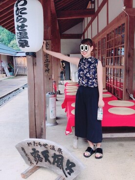 「アイテム（タンクトップ、ブルー系）」を使った、miさん（レディース・163cm）の夏コーディネート