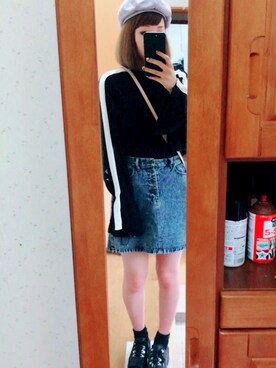 「アイテム（ハンチング/ベレー帽、シルバー系）」を使った、miさん（レディース・163cm）の秋コーディネート