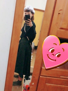 「アイテム（ハンチング/ベレー帽、シルバー系）」を使った、miさん（レディース・163cm）の秋コーディネート