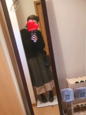 「AMAIL（アマイル）のアイテム（帽子）」を使った、miさん（レディース・163cm）の冬コーディネート