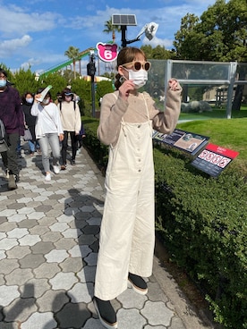 「厚底」｜「アイテム（オールインワン・サロペット）」を使った、miさん（レディース・163cm）の秋コーディネート