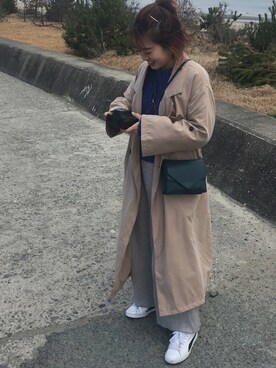 「韓国好きな人と繋がりたい」｜「アイテム（トレンチコート）」を使った、natsumiさん（レディース・156cm）の春コーディネート
