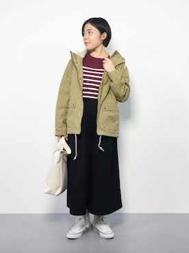 「Right-on（ライトオン）のアイテム（マウンテンパーカー）」を使った、 おかきさん（レディース・155cm）の冬コーディネート