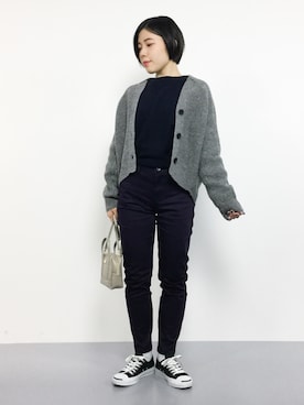 「LEPSIM（レプシィム）の【日々アイテム】ストレッチムジスリムパンツ17FW　762936（その他パンツ）」を使った、 おかきさん（レディース・155cm）の冬コーディネート