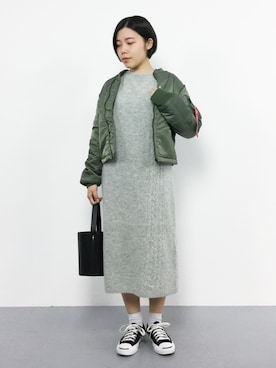 「Alpha Industries（アルファインダストリーズ）のアイテム」を使った、 おかきさん（レディース・155cm）の冬コーディネート