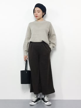 「LEPSIM（レプシィム）の5Gボリュームガラスリーブプルオーバー　773056（ニット/セーター）」を使った、 おかきさん（レディース・155cm）の冬コーディネート