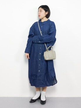 「JEANASIS（ジーナシス）のアイテム（シャツワンピース）」を使った、 おかきさん（レディース・155cm）の冬コーディネート