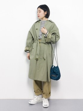 「JEANASIS（ジーナシス）のアイテム（トレンチコート）」を使った、 おかきさん（レディース・155cm）の冬コーディネート
