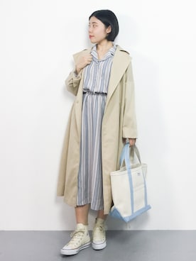 「RAY CASSIN（レイカズン）のアイテム（トレンチコート）」を使った、 おかきさん（レディース・155cm）の冬コーディネート