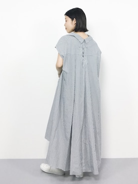 「スキッパーシャツ」｜「アイテム（シャツワンピース）」を使った、 おかきさん（レディース・155cm）の夏コーディネート