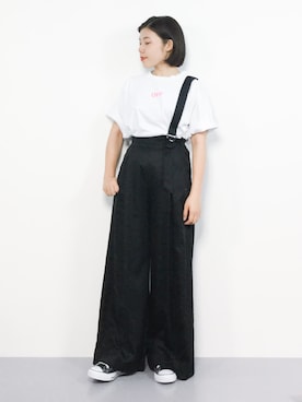 「SLOBE citron.（スローブシトロン）のアイテム（オールインワン・サロペット）」を使った、 おかきさん（レディース・155cm）の夏コーディネート