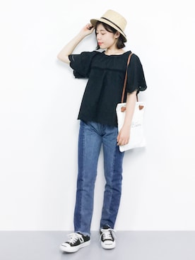 「archives（アルシーヴ）のアイテム（パンツ）」を使った、 おかきさん（レディース・155cm）の夏コーディネート