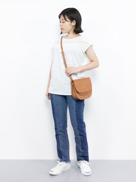 「archives（アルシーヴ）のアイテム（パンツ）」を使った、 おかきさん（レディース・155cm）の夏コーディネート