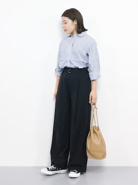 「黒パンツ」｜ おかきさん（レディース・155cm）の夏コーディネート