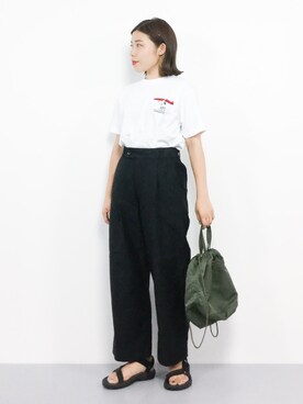「黒パンツ」｜ おかきさん（レディース・155cm）の夏コーディネート
