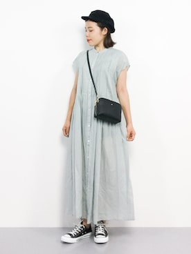 「chambre de charme（シャンブルドゥシャーム）のアイテム（ワンピース）」を使った、 おかきさん（レディース・155cm）の夏コーディネート