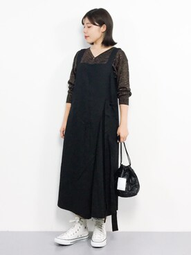 「ラメ」｜「アイテム（オールインワン・サロペット）」を使った、 おかきさん（レディース・155cm）の秋コーディネート