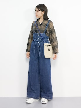 「Settimissimo（セッティミッシモ）のアイテム（オールインワン・サロペット）」を使った、 おかきさん（レディース・155cm）の秋コーディネート