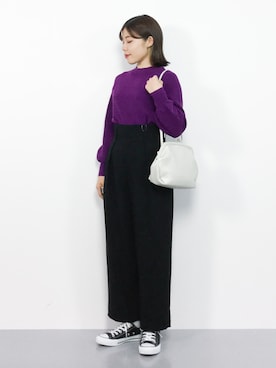 「黒パンツ」｜ おかきさん（レディース・155cm）の秋コーディネート