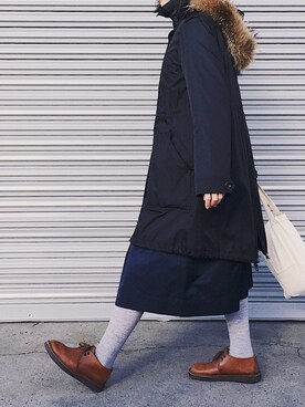 「BURBERRY（バーバリー）のアイテム（モッズコート）」を使った、Mitsukoさん（レディース・156cm）の冬コーディネート