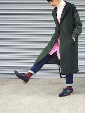 「KBF（ケイビーエフ）のアイテム（モッズコート）」を使った、Mitsukoさん（レディース・156cm）の冬コーディネート