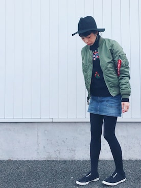 「SEVENDAYS=SUNDAY（セブンデイズサンデイ）のアイテム（MA-1）」を使った、Mitsukoさん（レディース・156cm）の春コーディネート