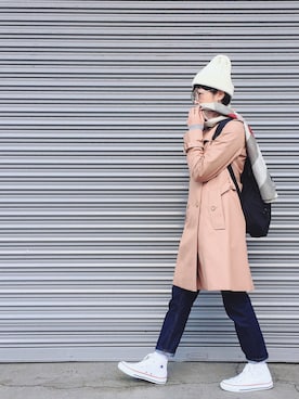 「SEVENDAYS=SUNDAY（セブンデイズサンデイ）のアイテム（ニットキャップ/ビーニー）」を使った、Mitsukoさん（レディース・156cm）の秋コーディネート
