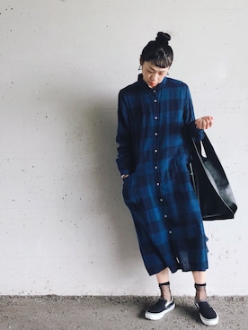 「ソックス」｜「アイテム（シャツワンピース）」を使った、Mitsukoさん（レディース・156cm）の秋コーディネート