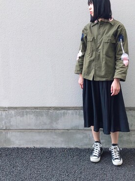 「and R（アンドアール）のアイテム（ジャケット/アウター）」を使った、Mitsukoさん（レディース・156cm）の春コーディネート
